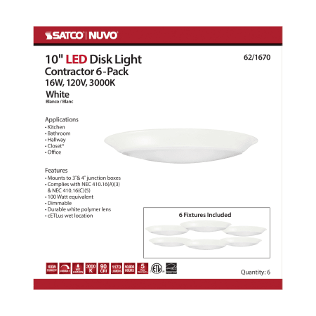 A large image of the Nuvo Lighting 62/1670 Alternate Image