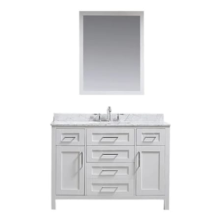 A large image of the Ove Decors Tahoe 48 White / Carrera Marble Top