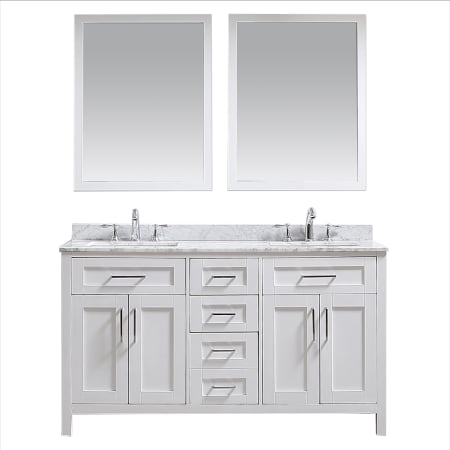 A large image of the Ove Decors Tahoe 60 White / Carrera Marble Top