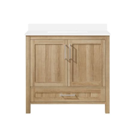 A large image of the Ove Decors Kansas 36 White Oak / Cultured Marble Top