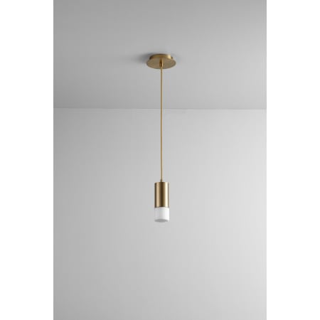 A large image of the Oxygen Lighting 3-607 Aged Brass / Matte Opal Shade