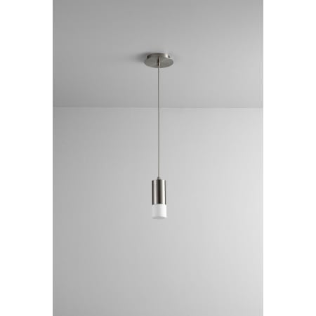 A large image of the Oxygen Lighting 3-607 Satin Nickel / Matte White Shade