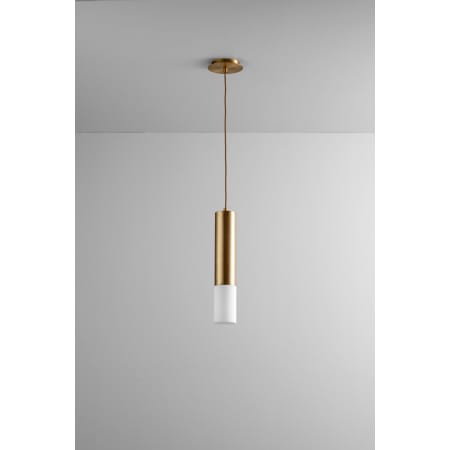 A large image of the Oxygen Lighting 3-654 Aged Brass / Matte White Shade