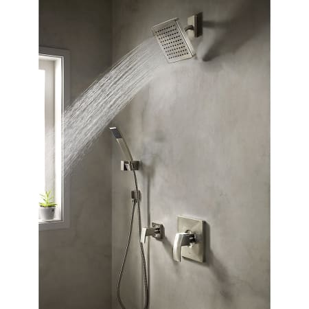 A large image of the Pfister BK89-7DF Pfister-BK89-7DF-Installed View in Brushed Nickel