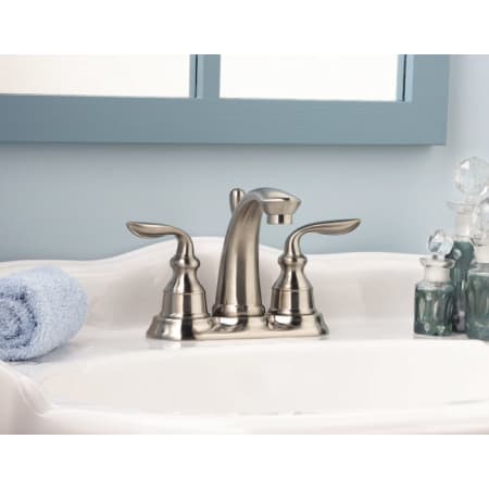 Pfister GT48-CB0K Brushed Nickel Avalon Centerset Bathroom Faucet with Metal Pop-Up Assembly ...