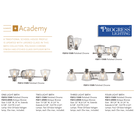 A large image of the Progress Lighting P2813-WB Academy Collection in Polished Chrome
