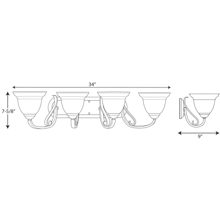 A large image of the Progress Lighting P2884 Line Drawing