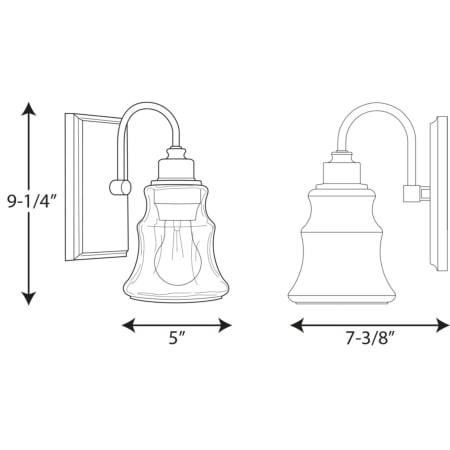 A large image of the Progress Lighting P300137 Line Drawing