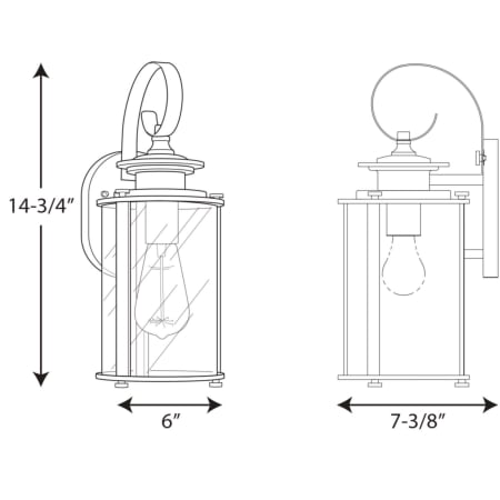 A large image of the Progress Lighting P560036 Line Drawing