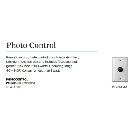 A large image of the Progress Lighting PTORK3010 Progress Lighting Tork Photocell Catalog Page