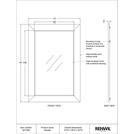 A large image of the Ren Wil MT2395 Technical Sheet