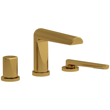 Riobel TPB66BG Brushed Gold Parabola Deck Mounted Roman Tub Filler with ...