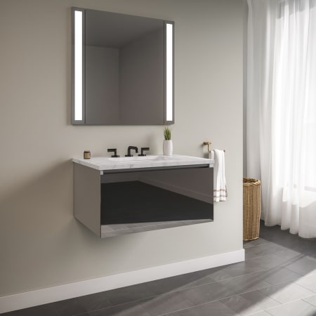 A large image of the Robern 36-00NB00001 Tinted Gray Glass Vanity with Lyra Top