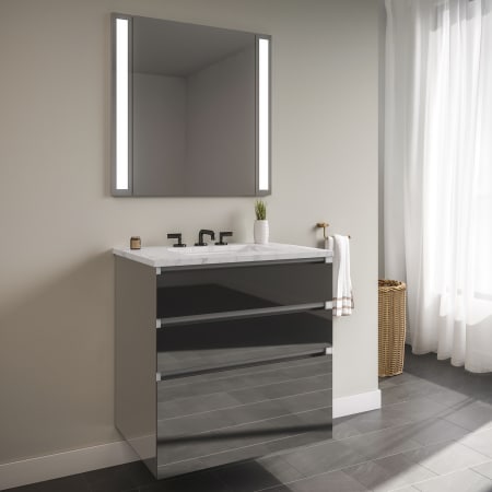 A large image of the Robern 36-00NB00003 Tinted Gray Glass Vanity with Lyra Top