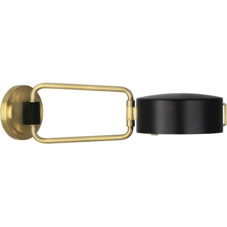 A large image of the Robert Abbey Simon Wall Swinger Satin Black / Modern Brass