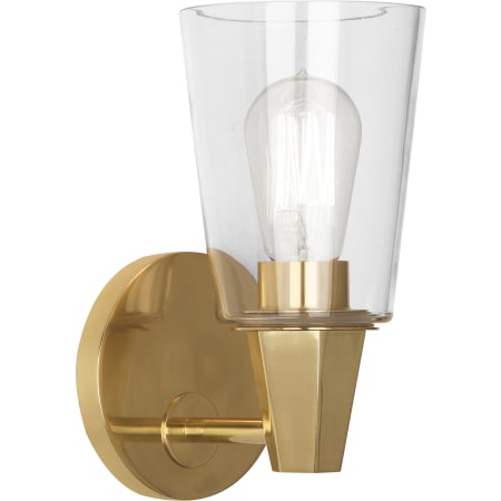 A large image of the Robert Abbey Wheatley Clear Wall Sconce Modern Brass