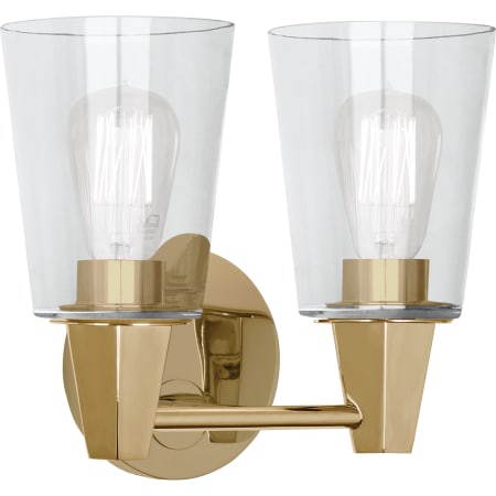 A large image of the Robert Abbey Wheatley Clear 11 Vanity Light Modern Brass