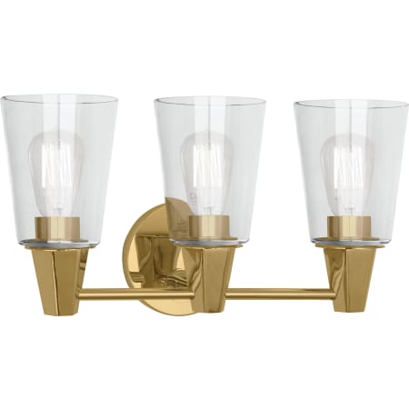 A large image of the Robert Abbey Wheatley Clear 17 Vanity Light Modern Brass