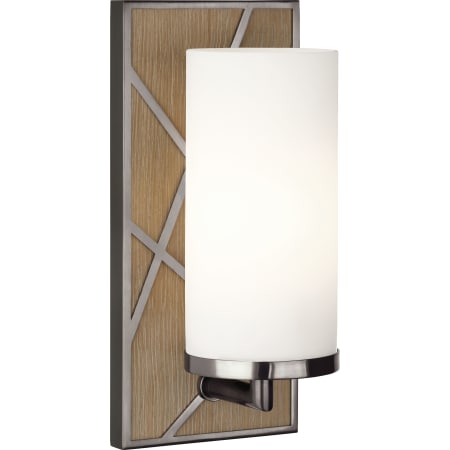A large image of the Robert Abbey Bond Frosted Sconce Driftwood Oak / Blackened Nickel