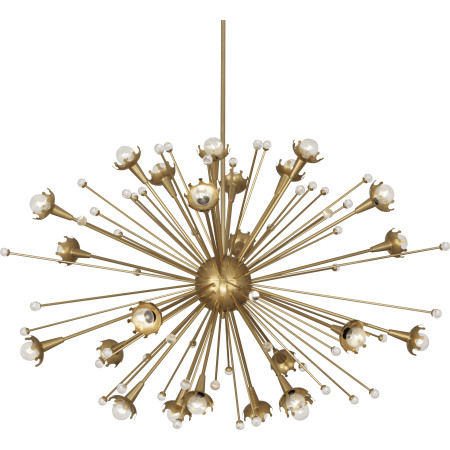 A large image of the Robert Abbey Sputnik L Chandelier Antique Brass