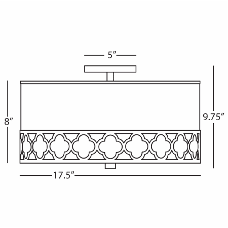 A large image of the Robert Abbey Addison Drum Flushmount Robert Abbey-Addison Drum Flushmount-Line Drawing