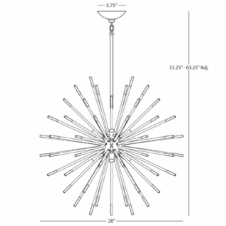 A large image of the Robert Abbey Andromeda Chandelier 28 Robert Abbey-Andromeda Chandelier 28-Line Drawing