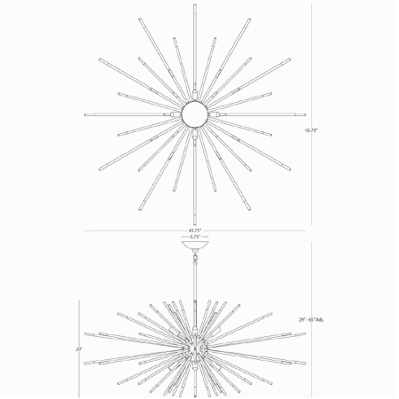 A large image of the Robert Abbey Andromeda Chandelier 45 Robert Abbey-Andromeda Chandelier 45-Line Drawing