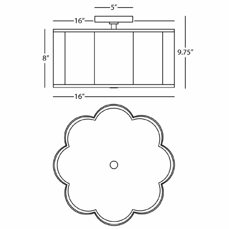 A large image of the Robert Abbey Axis 16 Flushmount Robert Abbey-Axis 16 Flushmount-Line Drawing