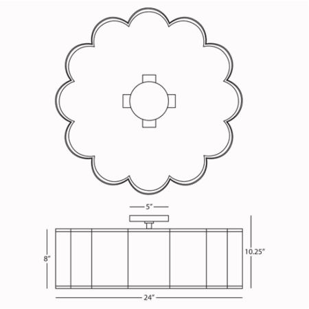 A large image of the Robert Abbey Axis 24 Flushmount Robert Abbey-Axis 24 Flushmount-Line Drawing