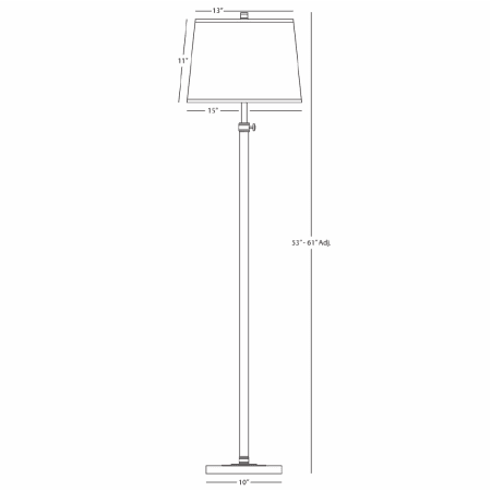 A large image of the Robert Abbey Bruno Adj TBL Fondine FL Robert Abbey-Bruno Adj TBL Fondine FL-Line Drawing