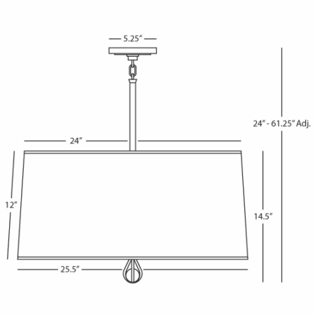 A large image of the Robert Abbey Custis Pendant Robert Abbey-Custis Pendant-Line Drawing