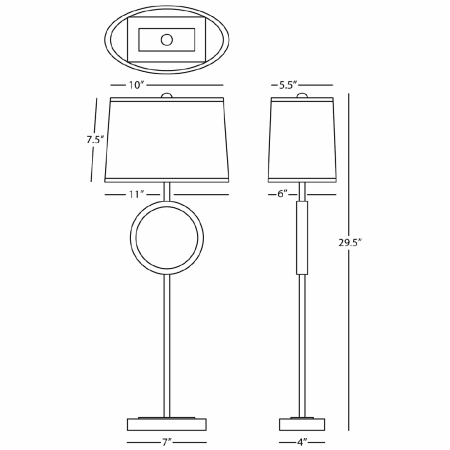 A large image of the Robert Abbey Logan Fondine TAV Buf Lamp Robert Abbey-Logan Fondine TAV Buf Lamp-Line Drawing