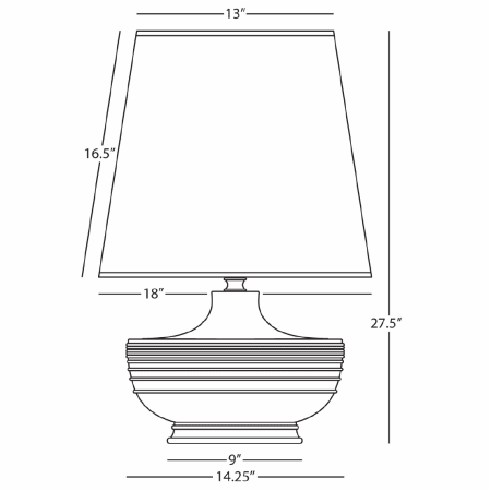 A large image of the Robert Abbey Nolan Brass Accent TL Robert Abbey-Nolan Brass Accent TL-Line Drawing