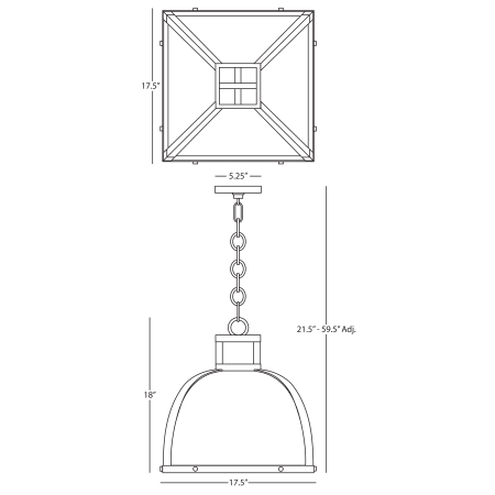 A large image of the Robert Abbey Ranger Pendant Robert Abbey-Ranger Pendant-Line Drawing