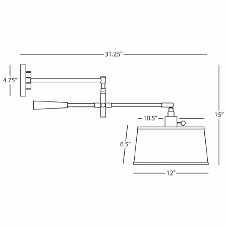 A large image of the Robert Abbey Simple Snowflake Wall Boom Lamp Robert Abbey-Simple Snowflake Wall Boom Lamp-Line Drawing