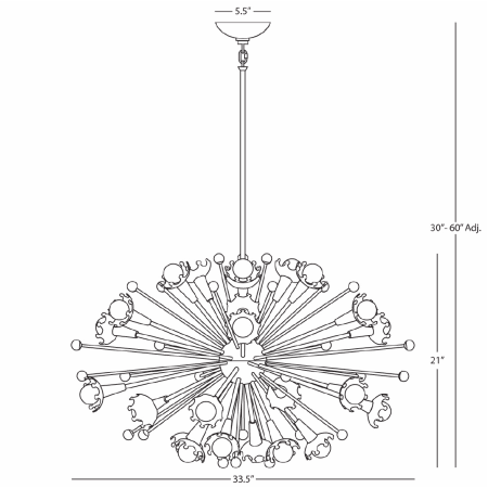 A large image of the Robert Abbey Sputnik Chandelier Robert Abbey-Sputnik Chandelier-Line Drawing