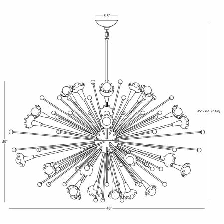 A large image of the Robert Abbey Sputnik L Chandelier Robert Abbey-Sputnik L Chandelier-Line Drawing