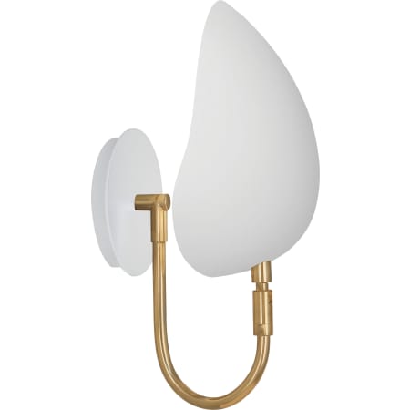 A large image of the Robert Abbey Racer 9 Wall Sconce Modern Brass / Satin White Shades