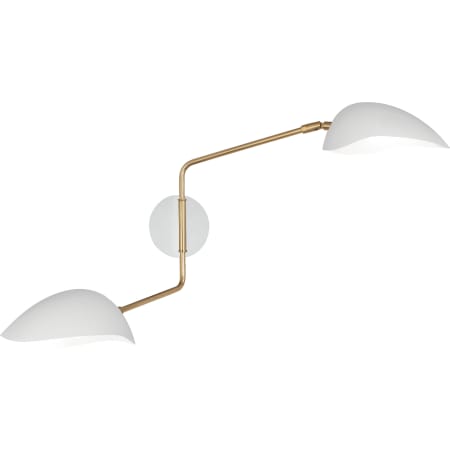 A large image of the Robert Abbey Racer 48 Wall Sconce Modern Brass / Satin White Shades