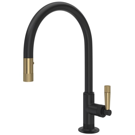 A large image of the Rohl MB7930LM-2 Matte Black/Antique Gold