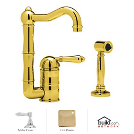 A large image of the Rohl A3606/6.5LMWS-2 Inca Brass