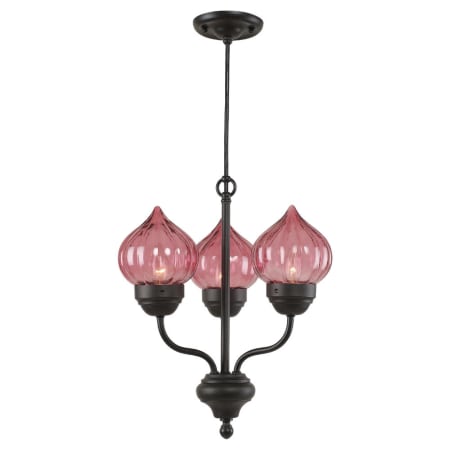 A large image of the Royce RLCH5133/3 Oil Rubbed Bronze / Cranberry Glass