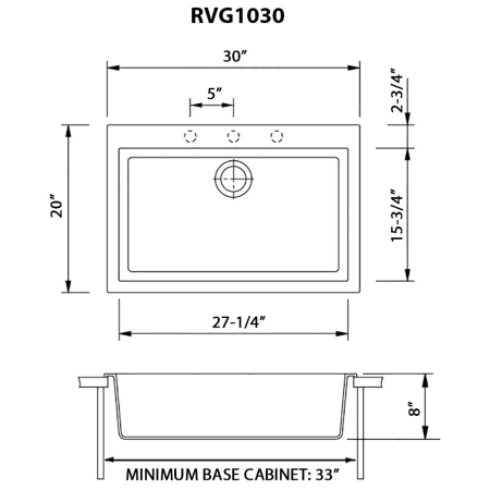 A large image of the Ruvati RVG1030 Alternate Image