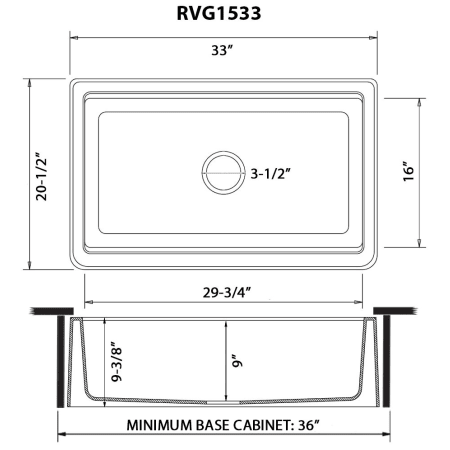 A large image of the Ruvati RVG1533 Alternate Image