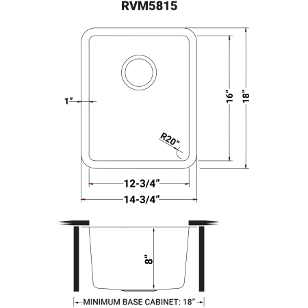 A large image of the Ruvati RVM5815 Alternate Image