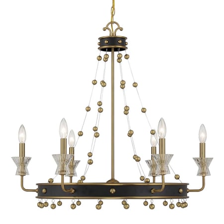 A large image of the Savoy House 1-3804-6 Matte Black / Warm Brass