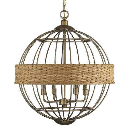 A large image of the Savoy House 7-7773-4 Warm Brass / Natural Rattan