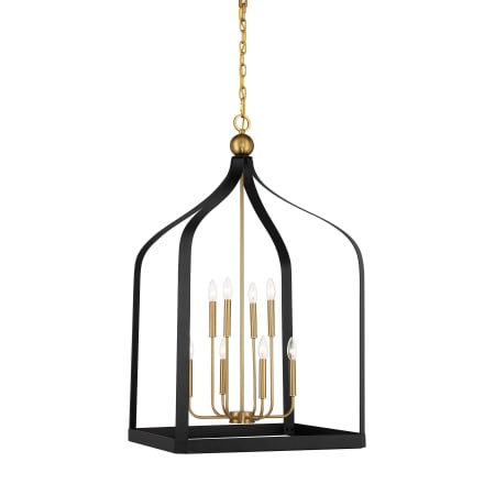 A large image of the Savoy House 7-7800-8 Matte Black / Warm Brass