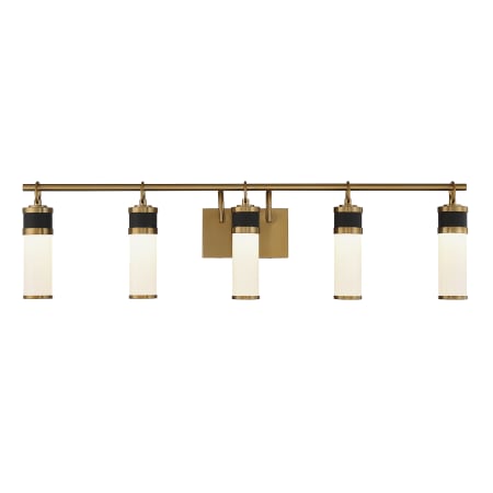 A large image of the Savoy House 8-1638-5 Matte Black / Warm Brass