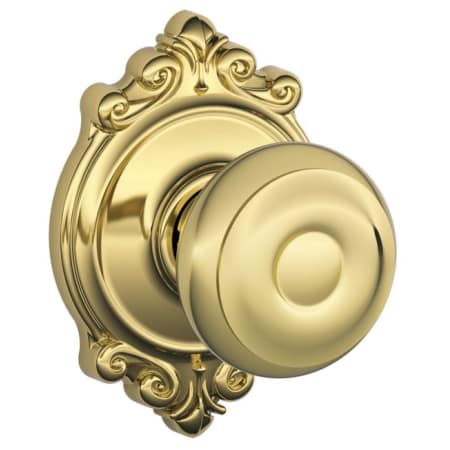 A large image of the Schlage F10-GEO-BRK Lifetime Polished Brass